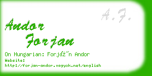 andor forjan business card